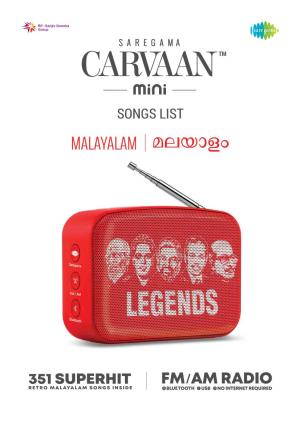 Carvaan Mini Malayalam Song List