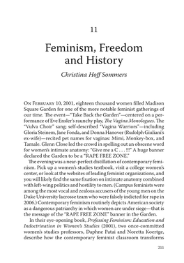Feminism, Freedom and History Christina Hoﬀ Sommers