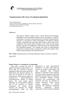 Fungal Genomes Tell a Story of Ecological Adaptations