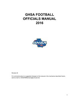 Ghsa Football Officials Manual 2016