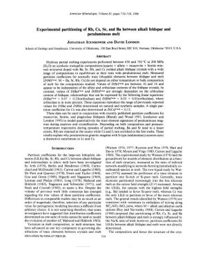 Experimental Partitioning of Rb, Cs, Sr, and Ba Between Alkali Feldspar and Peraluminous Melt