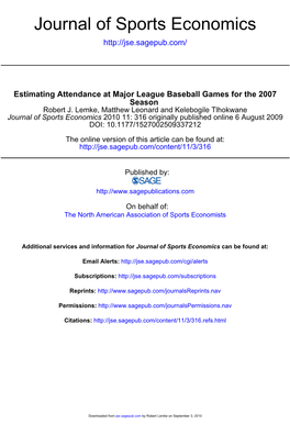 Journal of Sports Economics