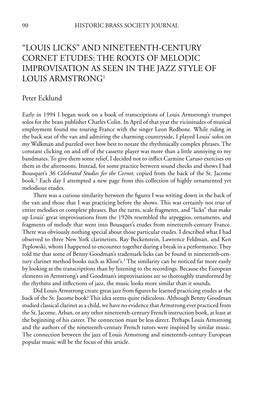 "Louis Licks" and Nineteenth-Century Cornet Etudes: the Roots Of