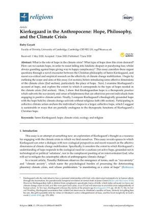 Kierkegaard in the Anthropocene: Hope, Philosophy, and the Climate Crisis