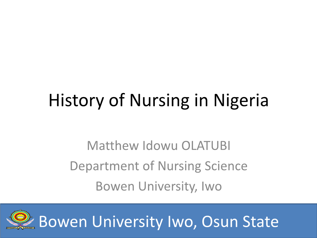 history of nursing research in nigeria pdf