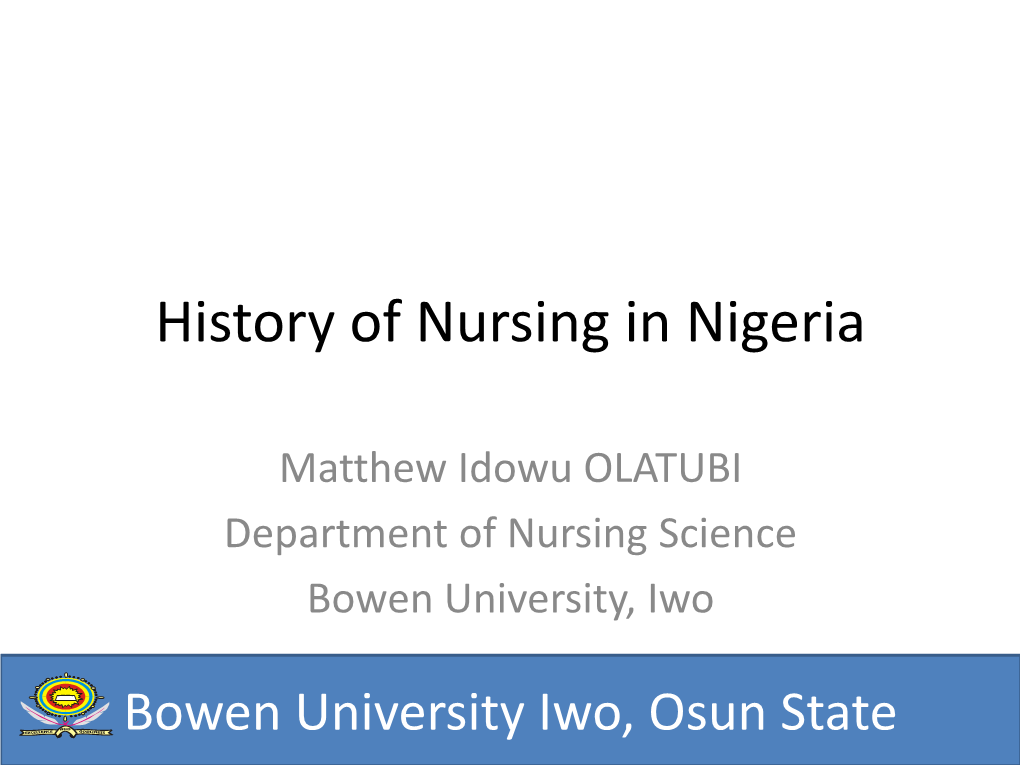 history of nursing research in nigeria