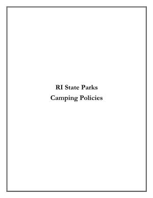 RI State Parks Camping Policies TABLE of CONTENTS