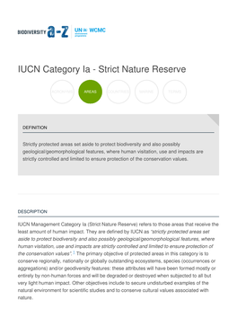 IUCN Category Ia - Strict Nature Reserve
