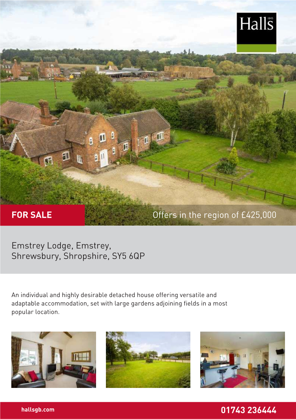 Emstrey Lodge, Emstrey, Shrewsbury, Shropshire, SY5 6QP 01743