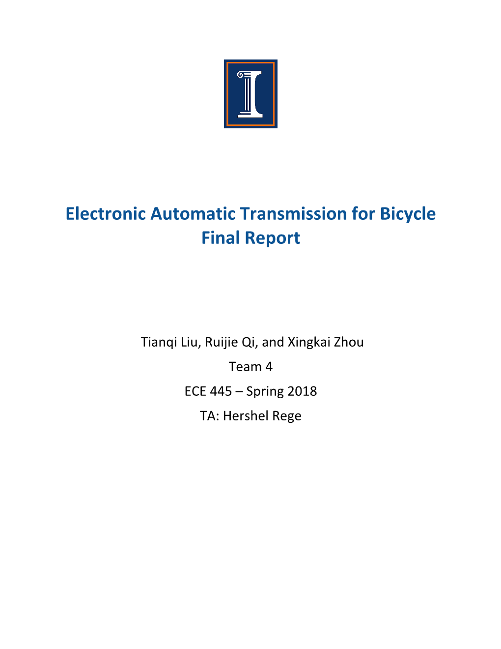 Electronic Automatic Transmission for Bicycle Final Report