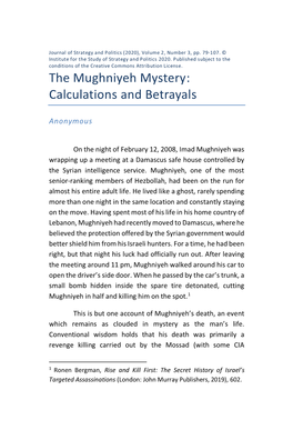 The Mughniyeh Mystery: Calculations and Betrayals
