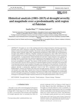 Historical Analysis (1981-2017) of Drought Severity and Magnitude