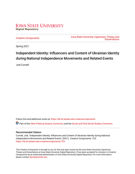 Influencers and Content of Ukrainian Identity During National Independence Movements and Related Events
