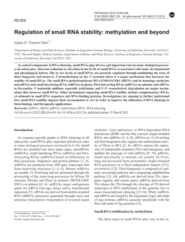 Regulation of Small RNA Stability: Methylation and Beyond