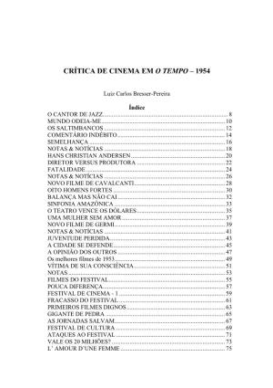 Crítica De Cinema Em O Tempo – 1954