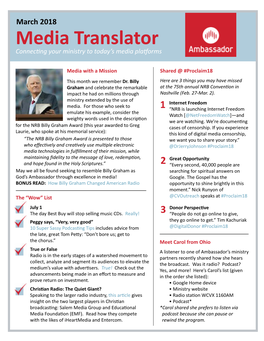 Media Translator Connecting Your Ministry to Today’S Media Platforms