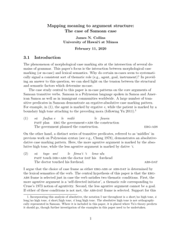 Mapping Meaning to Argument Structure: the Case of Samoan Case James N