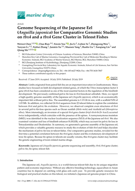 Genome Sequencing of the Japanese Eel (Anguilla Japonica) for Comparative Genomic Studies on Tbx4 and a Tbx4 Gene Cluster in Teleost Fishes