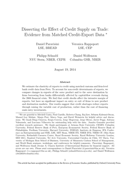 Dissecting the Effect of Credit Supply on Trade: Evidence from Matched