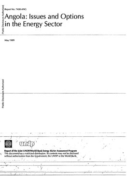 Angola: Issues and Options in the Energy Sector Public Disclosure Authorized