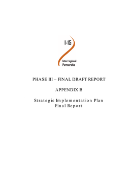 FINAL DRAFT REPORT APPENDIX B Strategic Implementation Plan Final