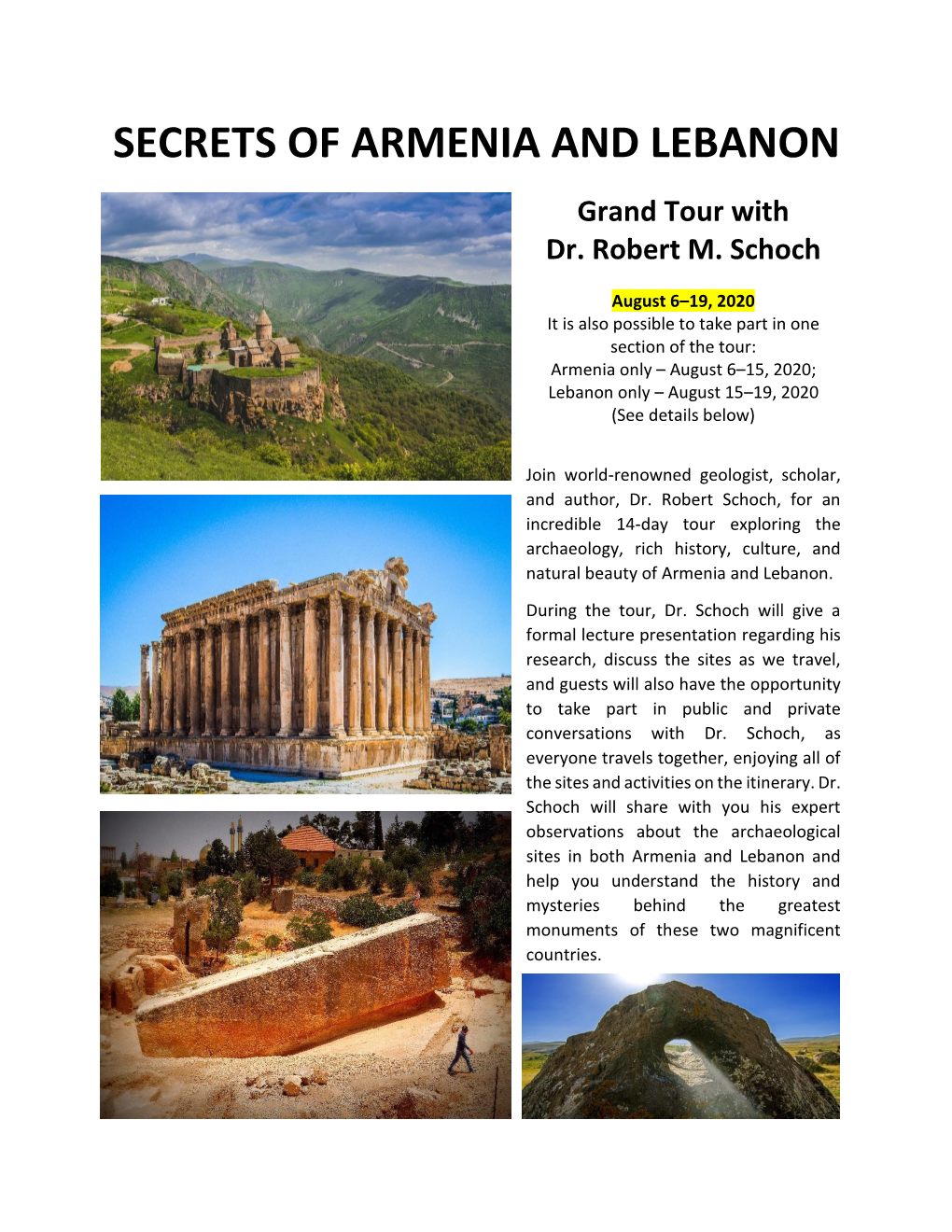 SECRETS of ARMENIA and LEBANON Grand Tour with Dr