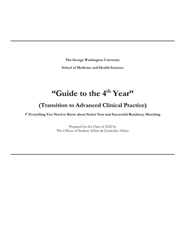 “Guide to the 4Th Year” (Transition to Advanced Clinical Practice)