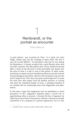 Rembrandt, Or the Portrait As Encounter Didier Maleuvre