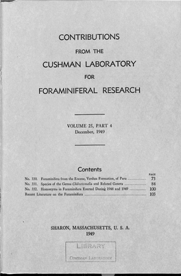 Cushman Laboratory Foraminiferal Research
