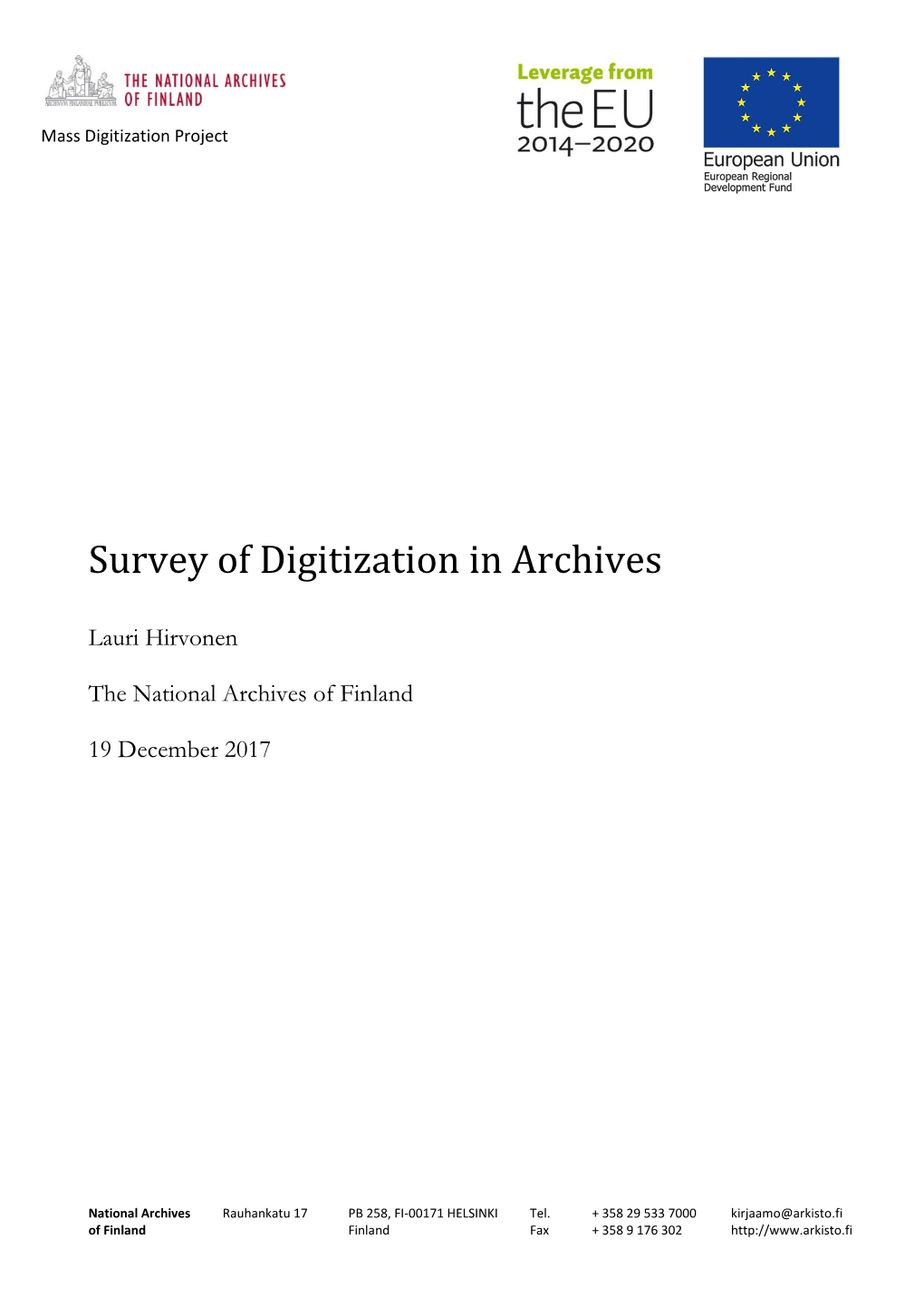 Appendix 2. Survey of Digitization in Archives