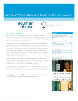 Dining for Women Discussion Guide for the Blue Sweater