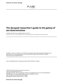 The Decapod Researcher's Guide to the Galaxy of Sex Determination