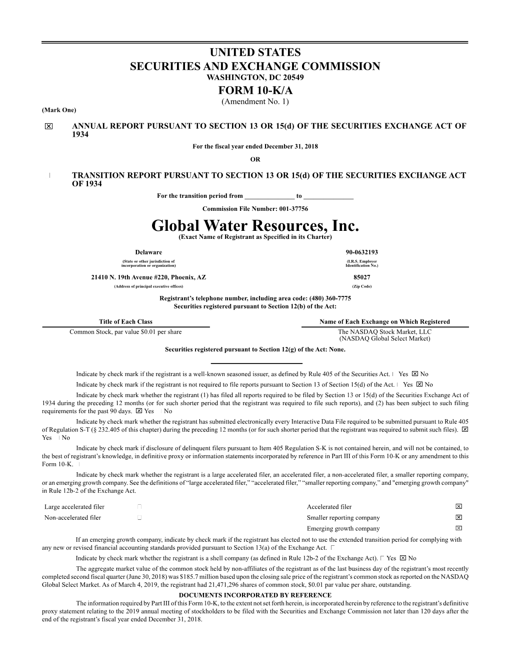 Global Water Resources, Inc. (Exact Name of Registrant As Specified in Its Charter)