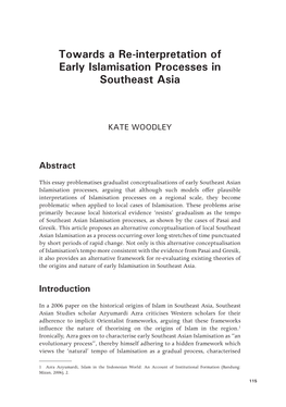 Towards a Re-Interpretation of Early Islamisation Processes in Southeast Asia
