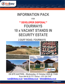 INFORMATION PACK FOURWAYS 10 X VACANT STANDS in SECURITY