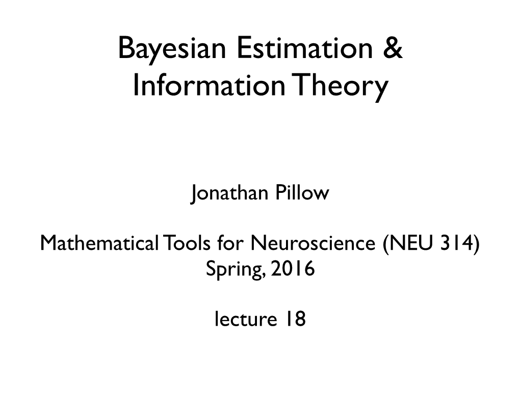Bayesian Estimation & Information Theory