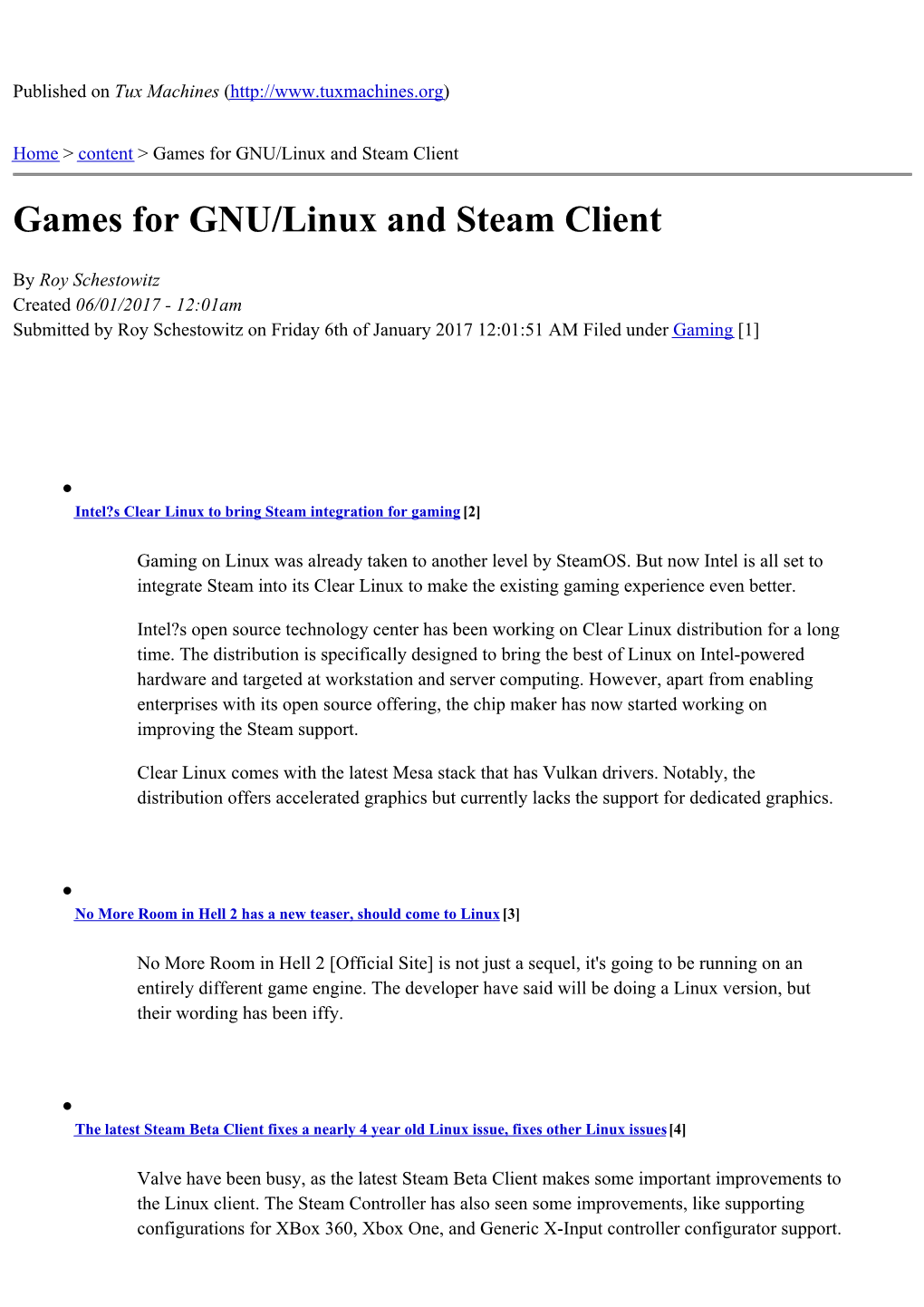 Games for GNU/Linux and Steam Client