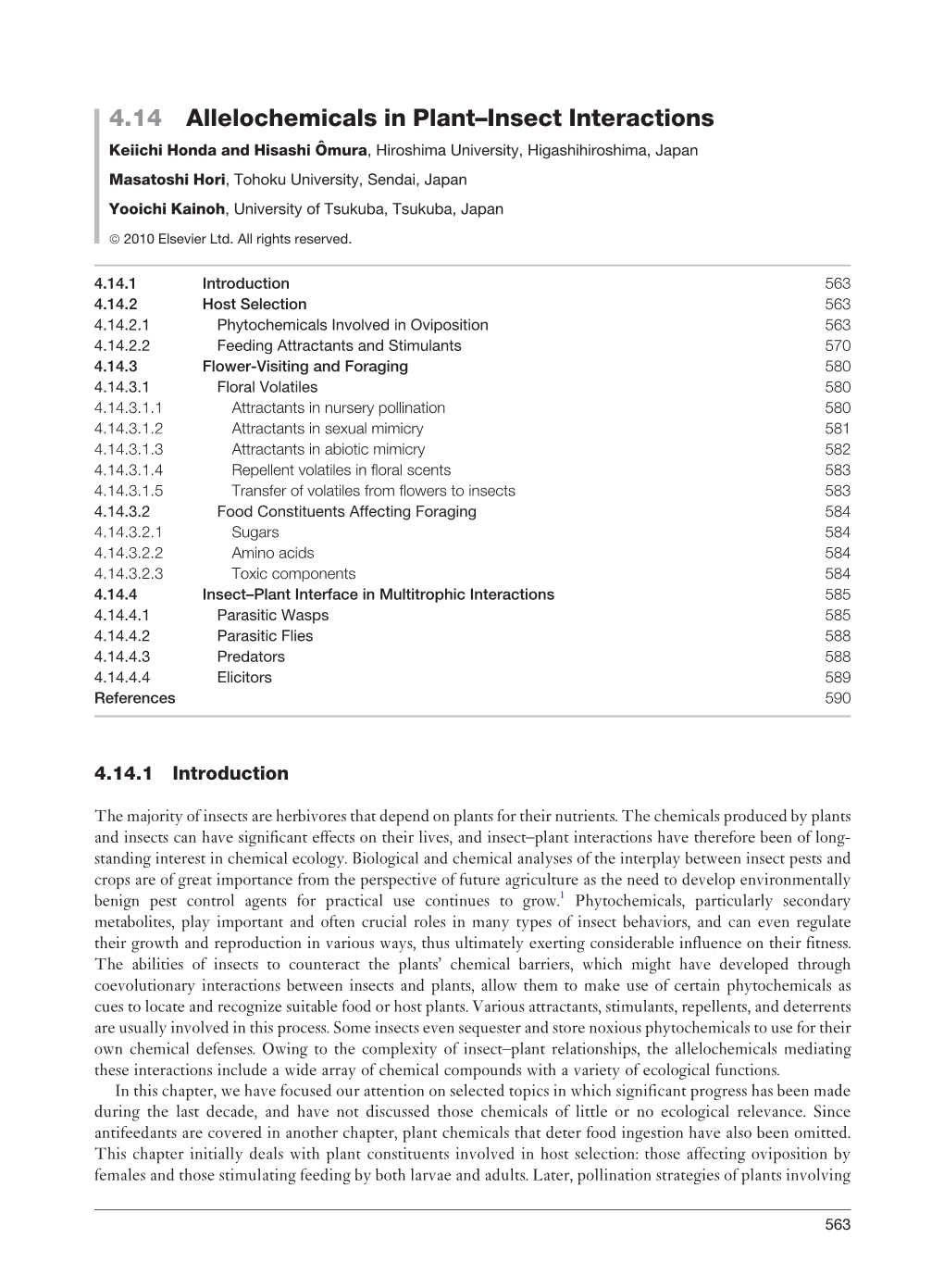 4.14 Allelochemicals in Plant–Insect Interactions