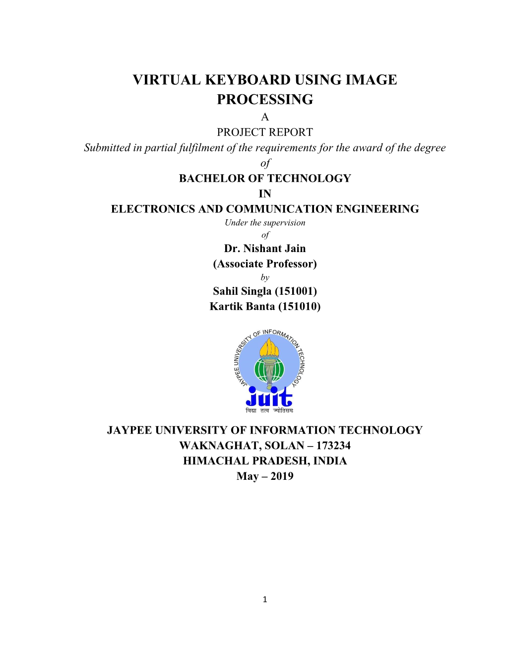 Virtual Keyboard Using Image Processing