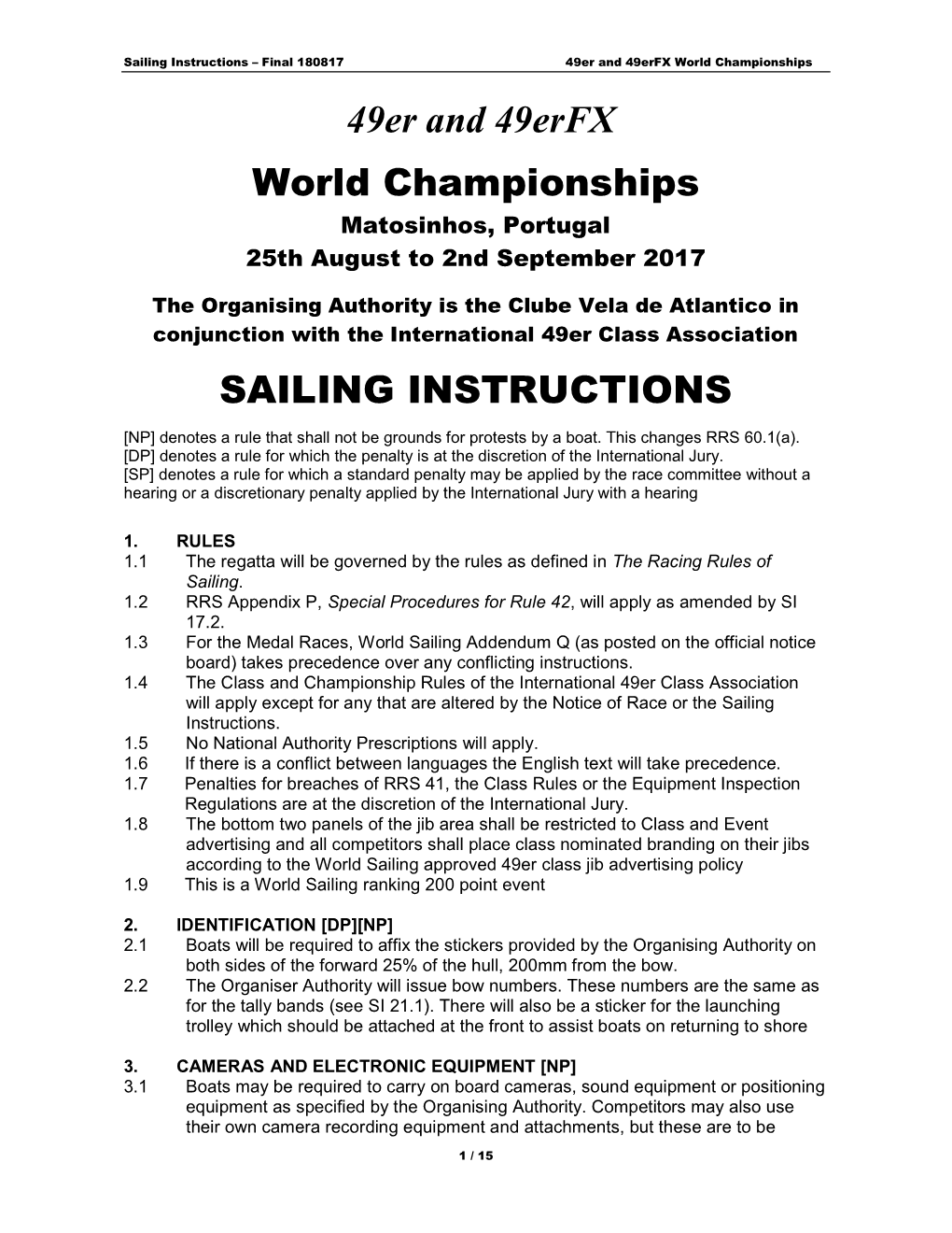 49Er and 49Erfx World Championships SAILING