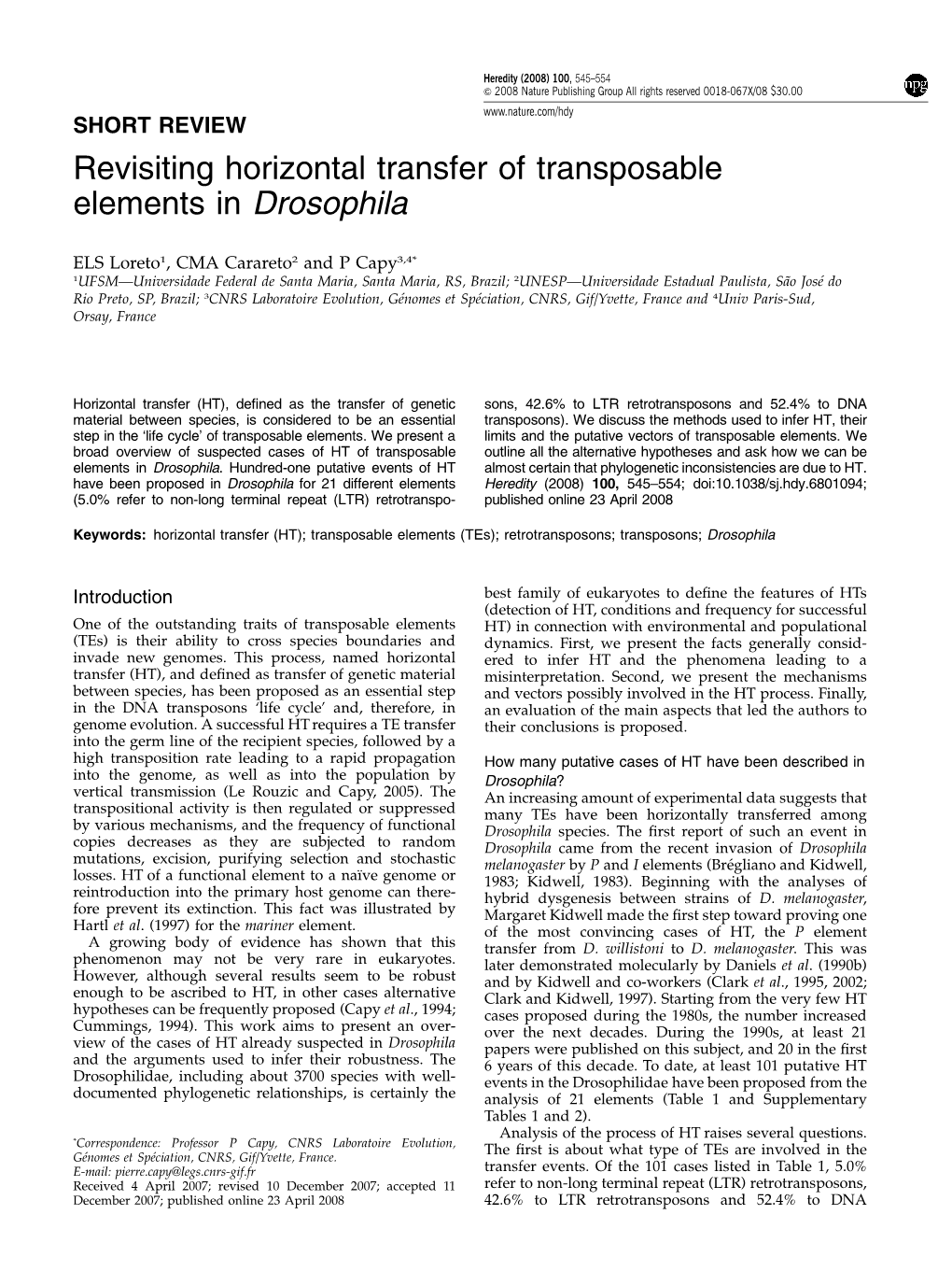 Revisiting Horizontal Transfer of Transposable Elements in Drosophila