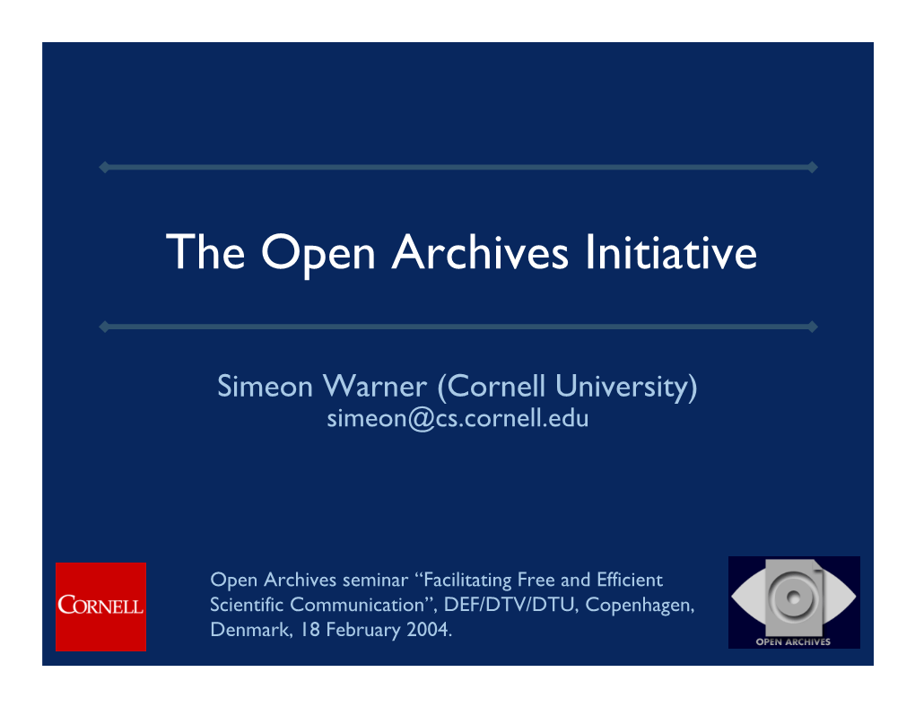 The Open Archives Initiative