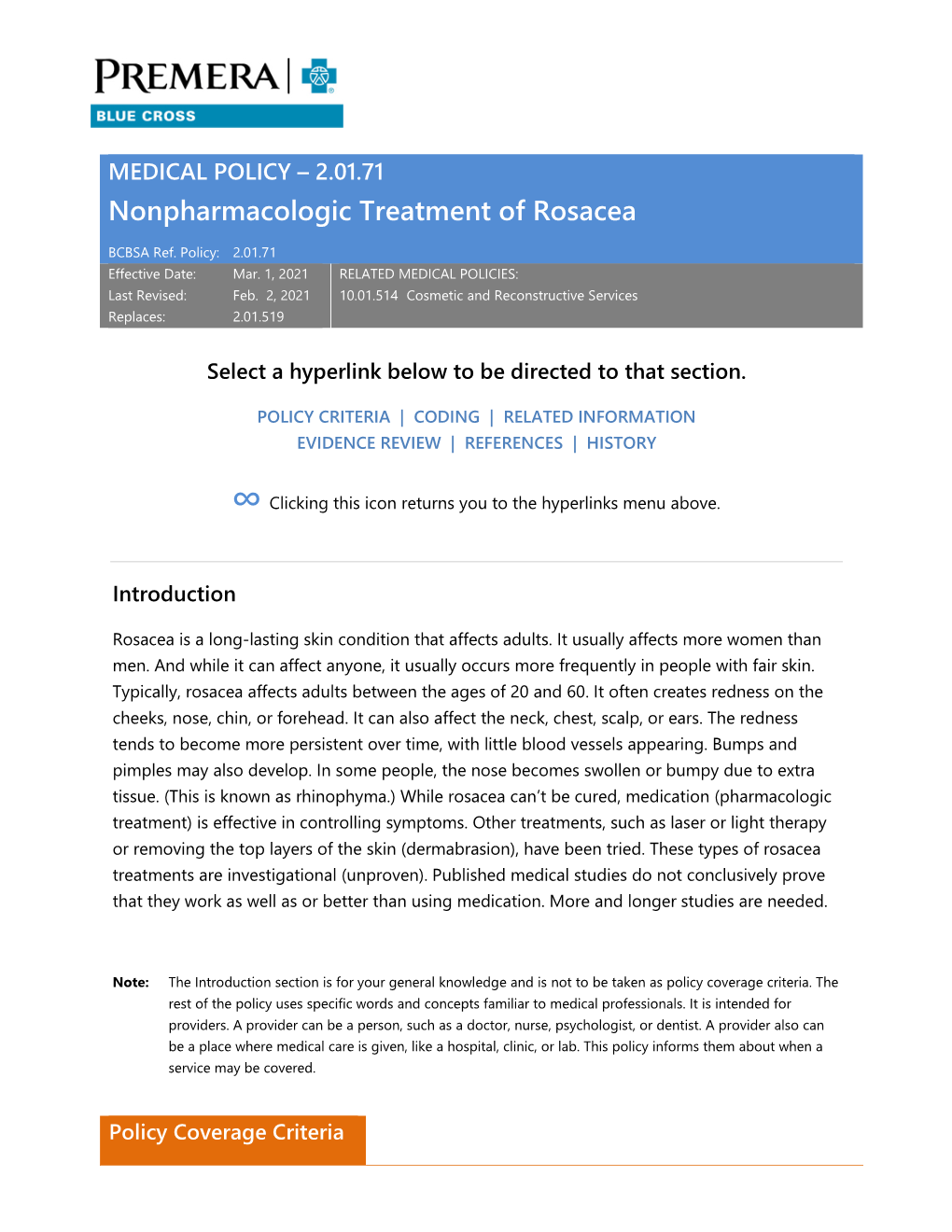 Nonpharmacologic Treatment of Rosacea, 2.01.71