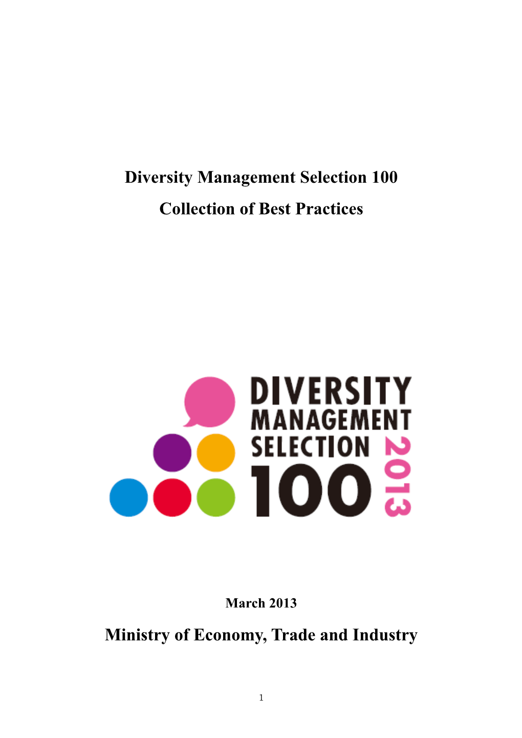 Diversity Management Selection 100 Collection of Best Practices Ministry