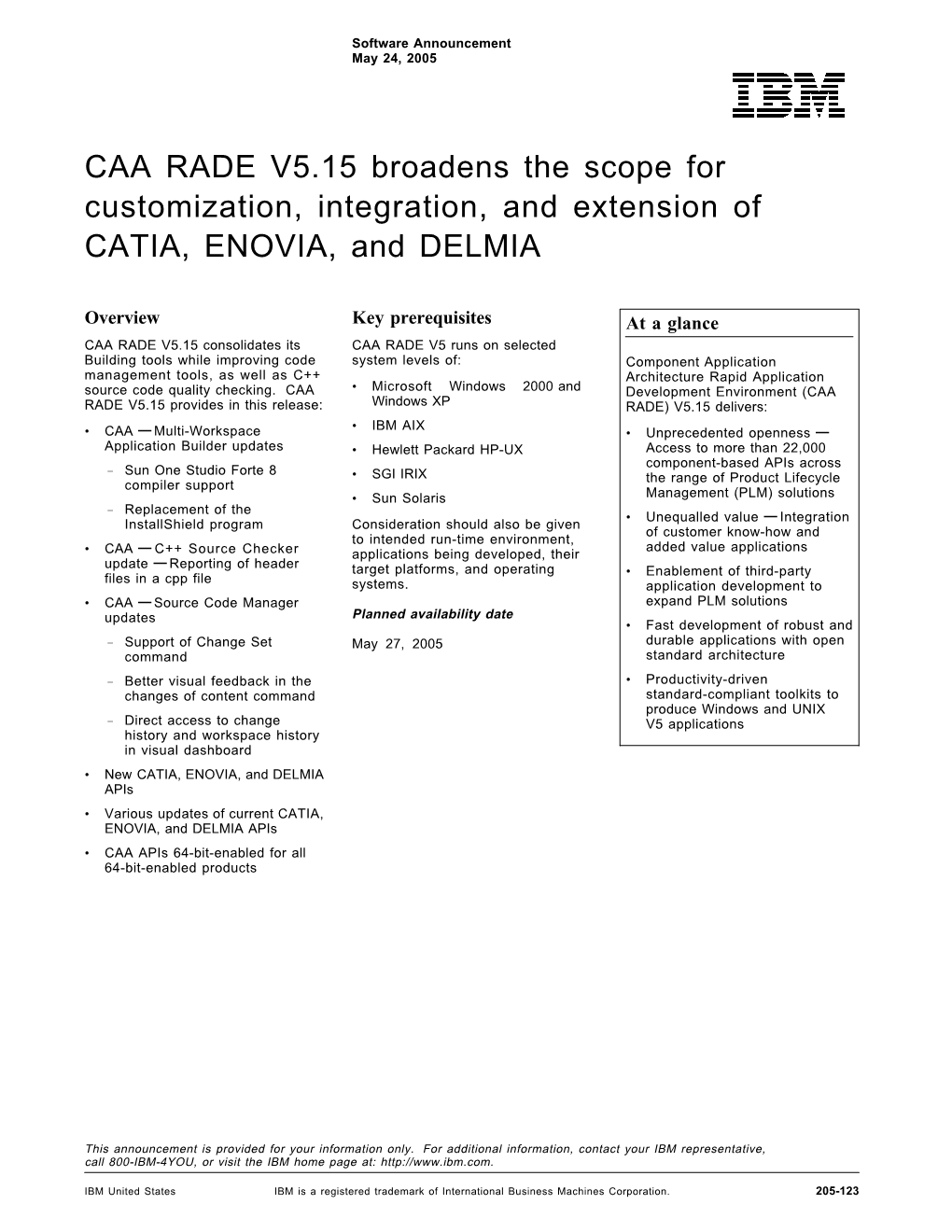 CAA RADE V5.15 Broadens the Scope for Customization, Integration, and Extension of CATIA, ENOVIA, and DELMIA