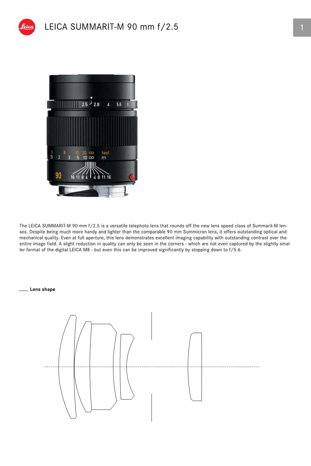 LEICA SUMMARIT-M 90 Mm F/2.5 1