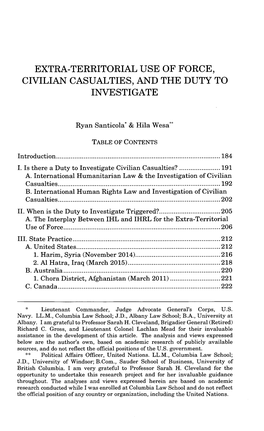 Extra-Territorial Use of Force, Civilian Casualties, and the Duty to Investigate