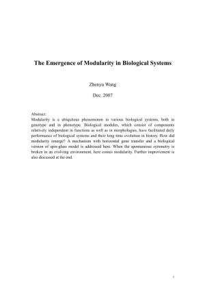 The Emergence of Modularity in Biological Systems