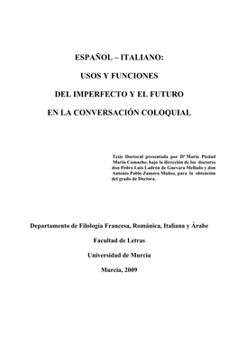 Español – Italiano: Usos Y Funciones Del Imperfecto Y