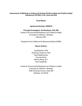 Assessment of Methods to Collect and Analyze Perfluoroalkyl and Polyfluoroalkyl Substances in Air, Dust and Soil